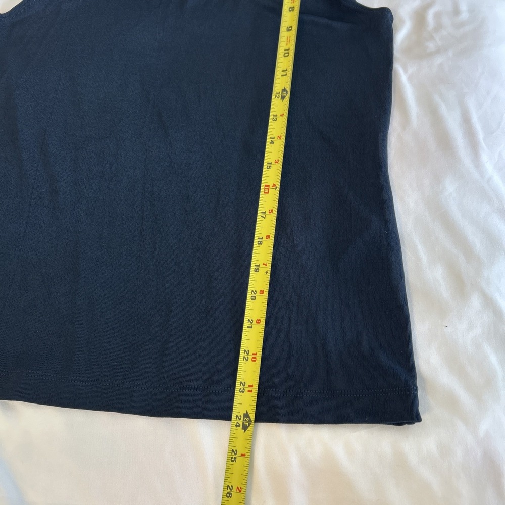 Chicos Travelers Navy Blue Ribbed Tank Top Shell Sz 1 US 8/10 Wrinkle Resistant - Picture 4 of 6